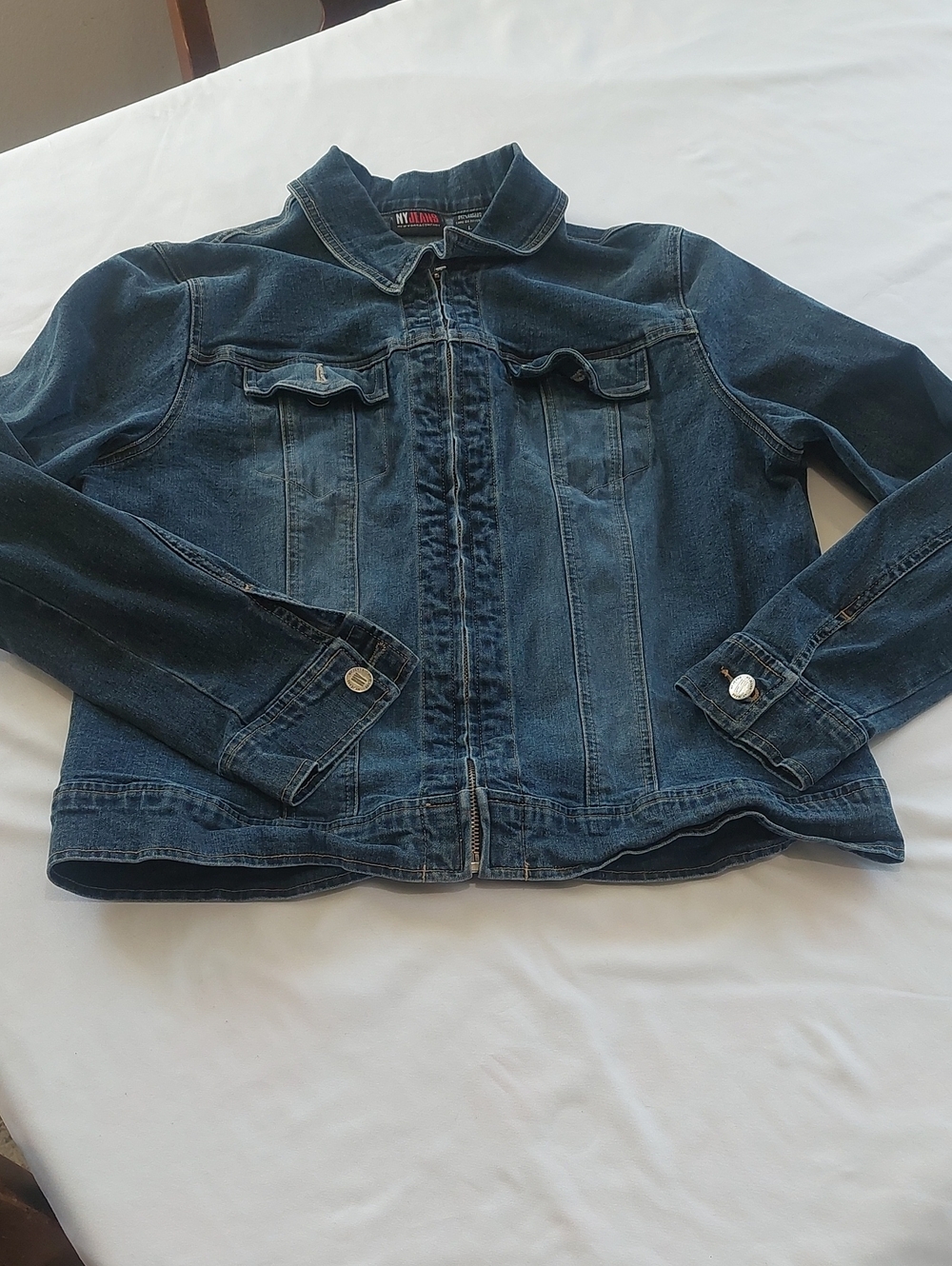 New York & Company Womens Fitted  Blue Denim Jacket.Size Large